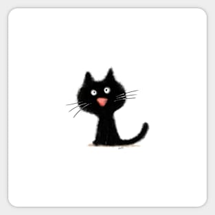 A black kitty looks at you. Sticker